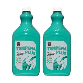 2PK Educational Colours Tempera Plus Classroom Junior Paint Brilliant Green 2L