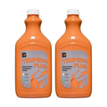 2PK Educational Colours Tempera Plus Classroom Junior Student Paint Orange 2L