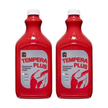 2PK Educational Colours Tempera Plus Classroom Junior Paint Brilliant Red 2L