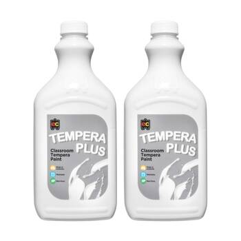 2PK Educational Colours Tempera Plus Classroom Junior Student Paint White 2L