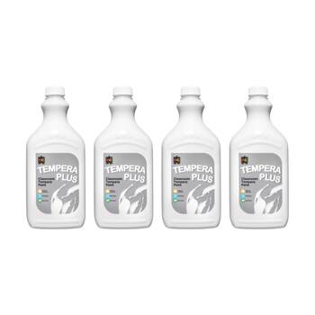4PK Educational Colours Tempera Plus Classroom Junior Student Paint White 2L
