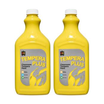 2PK Educational Colours Tempera Plus Classroom Junior Paint Brilliant Yellow 2L
