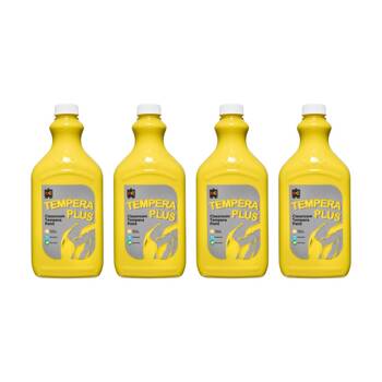 4PK Educational Colours Tempera Plus Classroom Junior Paint Brilliant Yellow 2L