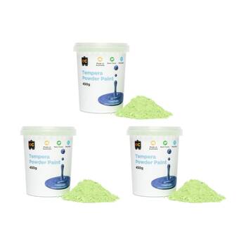 3PK Educational Colours Tempera Junior Student Paint Powder Green 450g