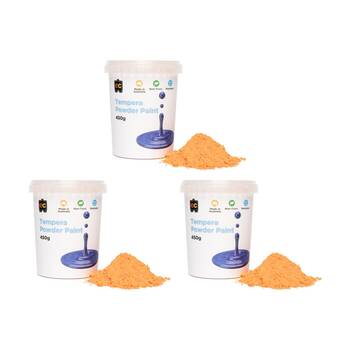 3PK Educational Colours Tempera Junior Student Paint Powder Orange 450g