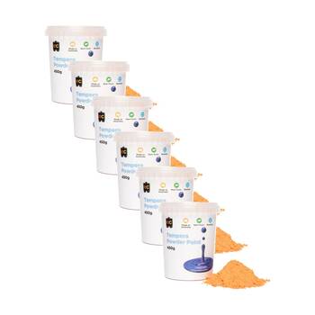 6PK Educational Colours Tempera Junior Student Paint Powder Orange 450g