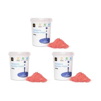 3PK Educational Colours Tempera Junior Student Paint Powder Red 450g
