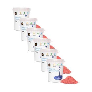 6PK Educational Colours Tempera Junior Student Paint Powder Red 450g
