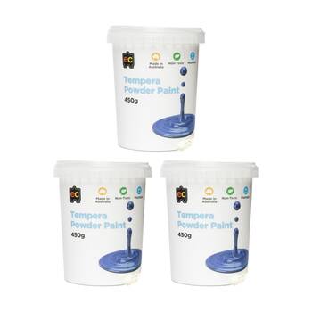 3PK Educational Colours Tempera Junior Student Paint Powder White 450g