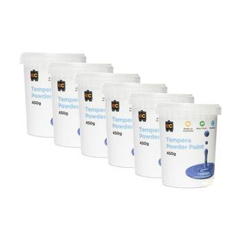 6PK Educational Colours Tempera Junior Student Paint Powder White 450g