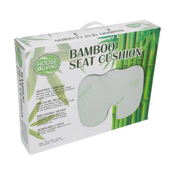 House Living Posture Support Bamboo Seat Cushion W/ Removable Cover 45x36.8cm