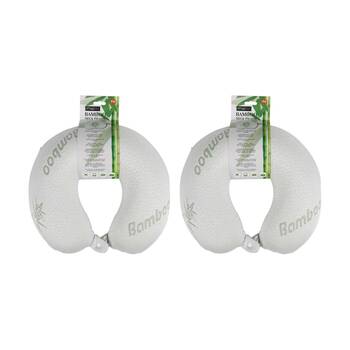 2PK Braz Bamboo Cooling Hypoallergenic U-Shape Travel Neck Pillow White