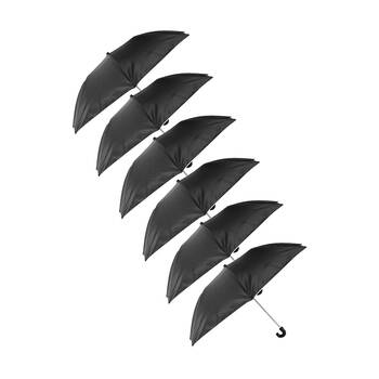 6PK Braz Unisex Pop Up Umbrella W/ J Handle & Metal Shaft 95cm Black