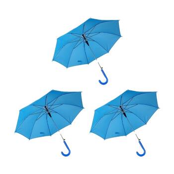 3PK Braz Unisex Kids Umbrella W/ Curved Handle & Metal Frame 70cm Assrtd