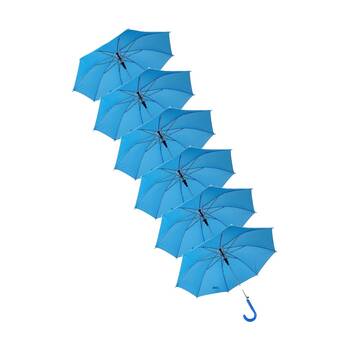 6PK Braz Unisex Compact Kids Umbrella W/ Curved Handle & Metal Frame 70cm Assrtd