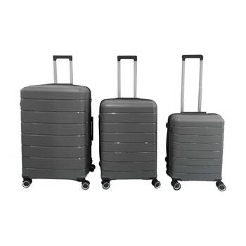 3pc Braz Hard Shell 4 Spinner Wheels Travel Luggage Suitcase Set Dark Grey