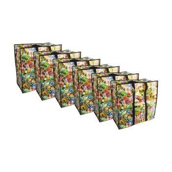 6PK Braz Large Reusable Shopping Bag W/ Zips 60x60x30cm AU Money Design