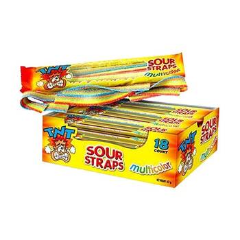 18PK TNT Multi Strap 57g Fruit Flavour Chewy Sour Lollies/Gummies