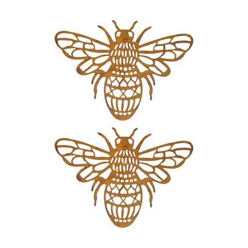 2PK LVD Extra Large Rustic Metal Bee Art Piece Home/Garden Decor 34x26x0.64cm