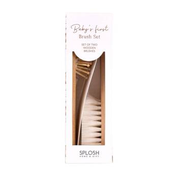 2pc Tiny Wonders My First Hairbrush Set Wooden Baby Brushes Brown 4x3x15.5cm