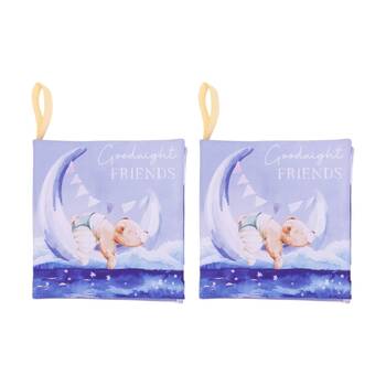 2PK Tiny Wonders Goodnight Friends Cloth Polyester Baby Book Blue 14x14cm