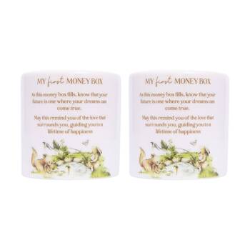 2PK Tiny Wonders Children's My First Ceramic Coin Money Box White 8x8x8cm