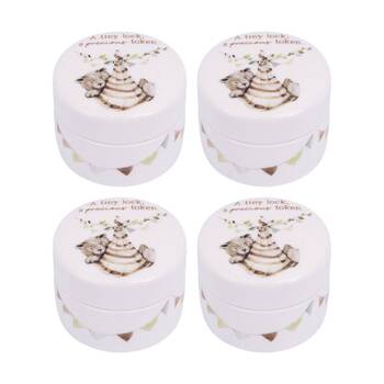 4PK Tiny Wonders Baby's First Hair Curl Ceramic Memento Keepsake Box White 6cm
