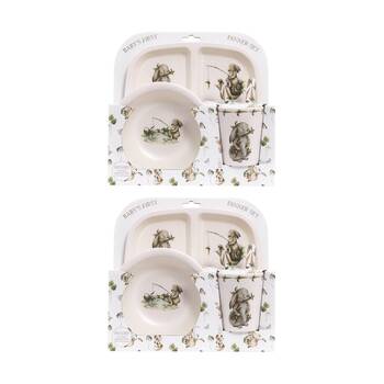 2x 5pc Tiny Wonders Baby/Children's My First Melamine Dinner Tableware Set White