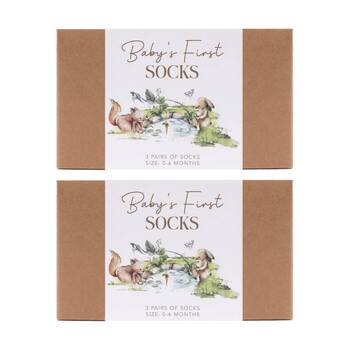 2x 3pc Tiny Wonders Baby's First Socks Gift Set 0-6m White/Orange/Grey