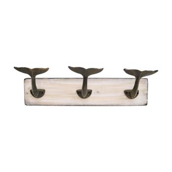 LVD Triple Whale Tail Wall Decoration Hook Coastal Home Decor 50x16x11 cm