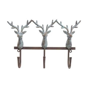 LVD Triple Deer Hooks Rustic Home Wall Decoration 32.5x5x21.5m