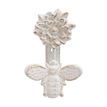 LVD Rustic White/Gold Bee Door Knocker Vintage Home Decor 8.5x5x14cm