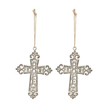 2PK LVD Metal Hanging Cross Wall-Mounted Home & Living Decor 32.5x14.5x1cm