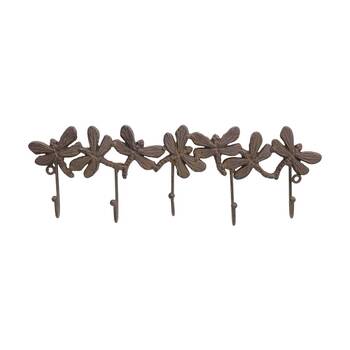 LVD Five Dragonfly Metal Hooks Home Wall Decoration 37.5x12x3.5cm