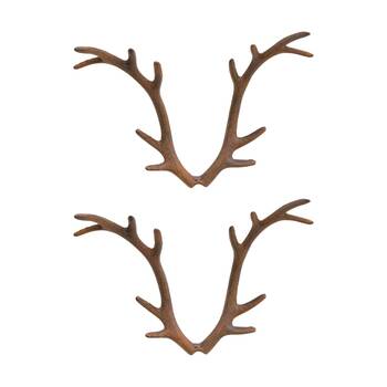 2PK LVD Tall Deer Antlers Hooks Home Wall Decoration Rustic Decor 31x14.5x21cm