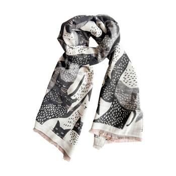 Urban Products Moggy Cat Scarf Black Lightweight Fringed Edges 180cm