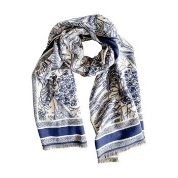 Urban Products Otway Scarf Blue Lightweight Botanical Print Fabric 180cm