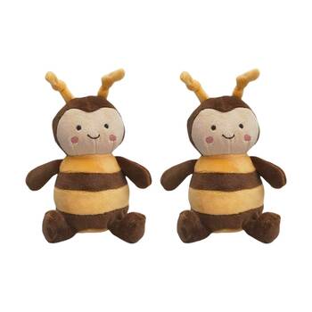 2x Urban Products Bee Rattle Brown/Yellow Kids Plush Soft Toy 17cm