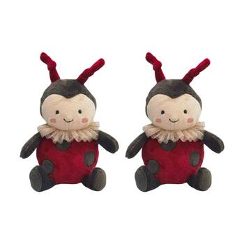 2x Urban Products Ladybug Rattle Red/Black Kids Plush Soft Toy 17cm