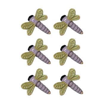 6x Urban Products Dragonfly Pot Hanger Green Decorative Wall Hook 10cm