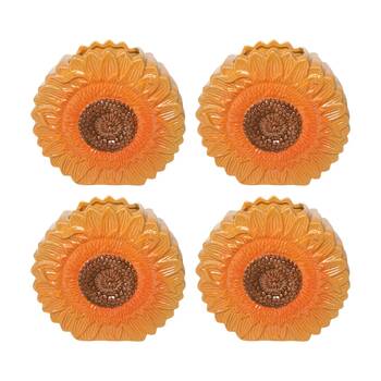 4x Urban Products Sunflower Yellow Ceramic Decorative Vase 17cm