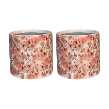 2x Urban Products Flowering Gum Planter Pink Ceramic Decorative Pot 14cm