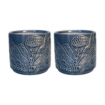 2x Urban Products Corindi Planter Blue Decorative Ceramic Pot 17cm
