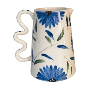 Urban Products Maxine Floral Jug Blue/Green Decorative Ceramic 21cm