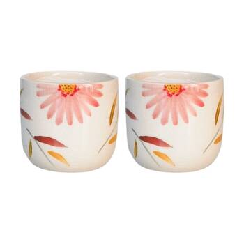 2x Urban Products Maxine Floral Planter Red/Yellow Ceramic Pot 9cm