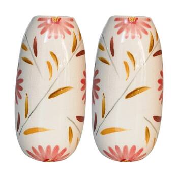 2x Urban Products Maxine Floral Vase Red/Yellow Ceramic Decor 20cm