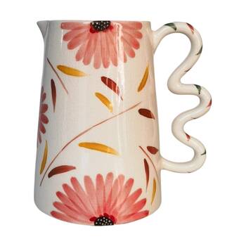 Urban Products Maxine Floral Jug Red/Yellow Ceramic Decor 21cm