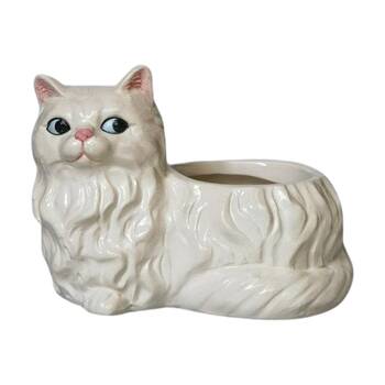 Urban Products Winston Cat Planter White Decorative Ceramic Pot 15cm