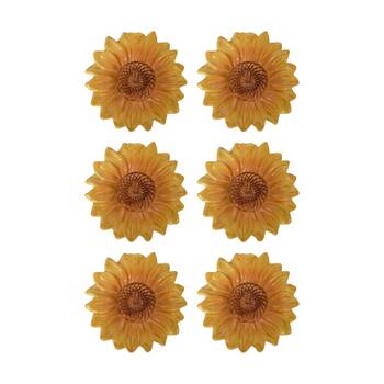 6x Urban Products Sunflower Trinket Yellow Decorative Glass Plate 13cm