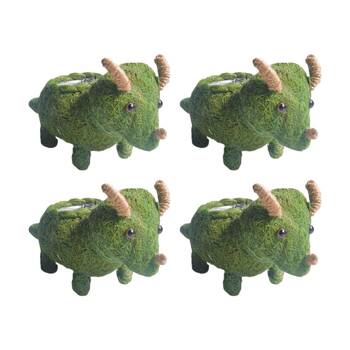 4x Urban Products Triceratops Dinosaur Husk Green Decorative Planter